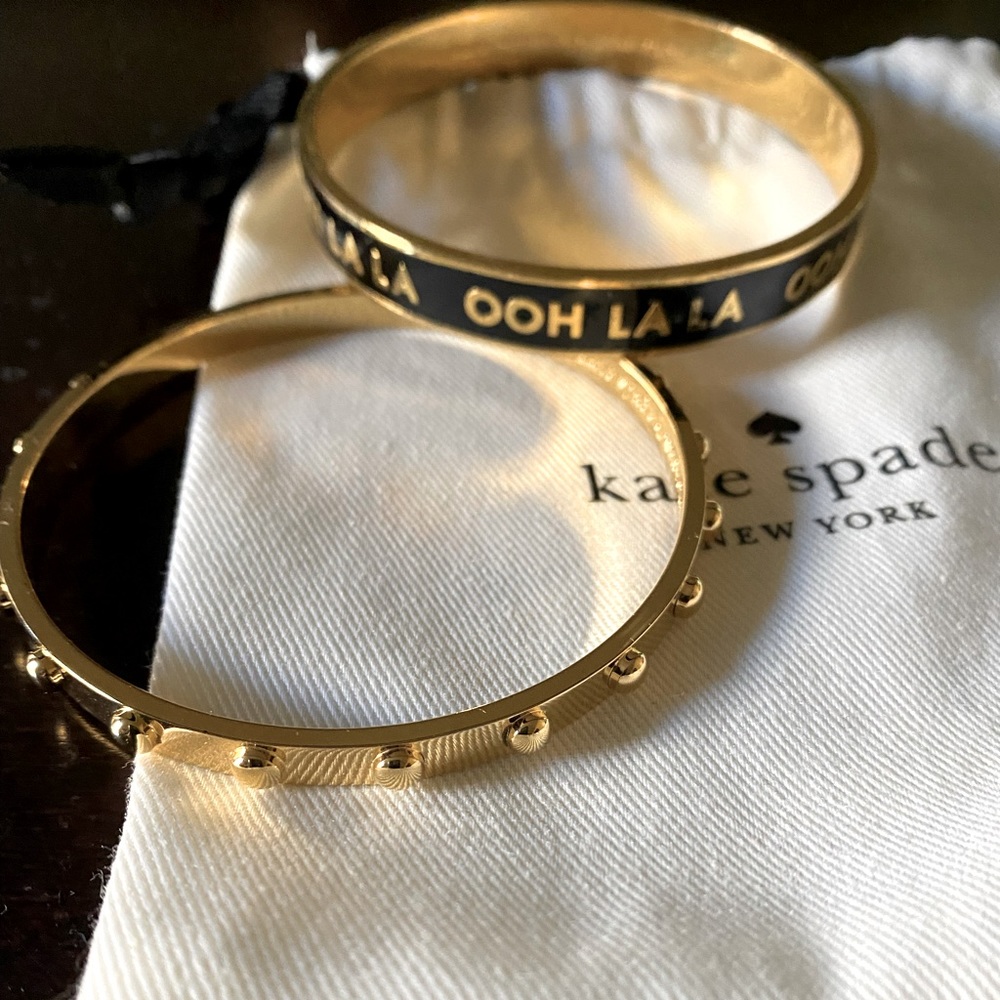 Kate Spade (2) Bangle Bracelet-Idiom OOH LA LA and Gold Bangle